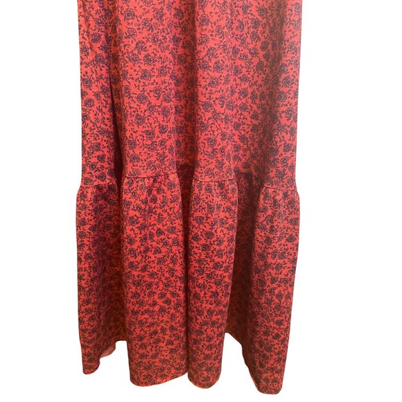 2/$30 Zara M Red & Black Floral Peasant Print Midi Dress - Picture 6 of 13